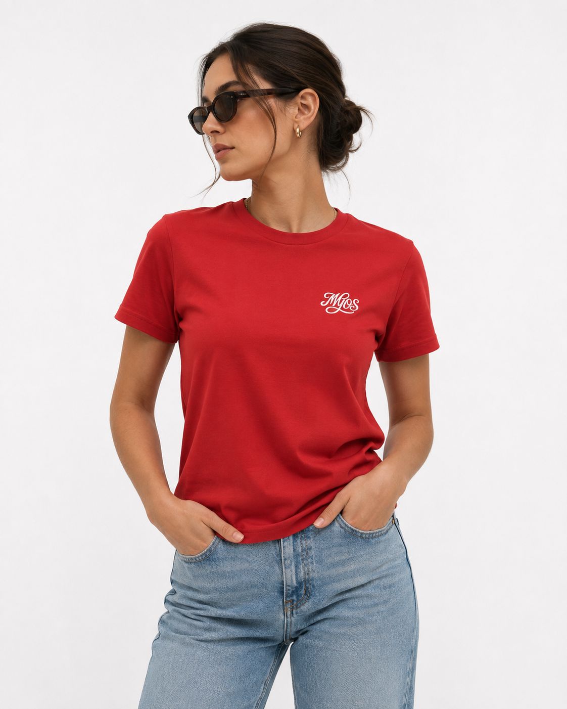 Women's T-shirt White Cursive Logo